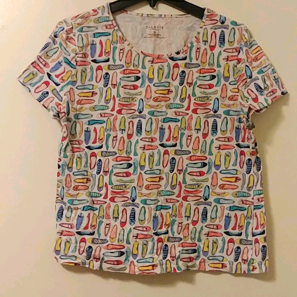 Talbots Tshirt with Flats Print US XL